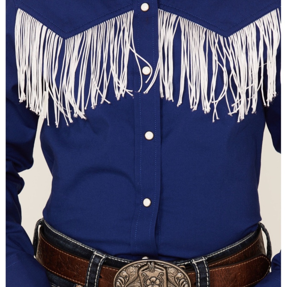 Blue Western Shirt with Fringe